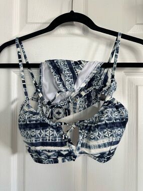 Indigo Rein Blue and White Patterned Bikini Bottom
